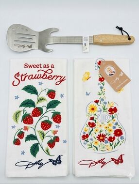 Dolly Parton Kitchen Towel and Guitar Spatula Set - RETIRED